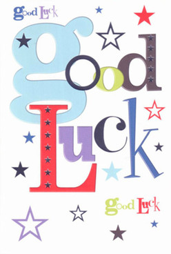 Radiating the confident warmth of Ardleigh Green, this good luck card feels like a smile passed over the counter of a trusted local florist. Its smooth, thick white surface is animated by letters designed with an eye for both elegance and fun, capturing the dual moods of celebration and encouragement in the area-whether you're near the crossroads of Squirrels Heath Lane or enjoying the peace of Harold Wood Park. The large, playful baby-blue 'g' opens the message with gentle positivity, seamlessly paired with bold reds and deep purples that reinforce its heartfelt tone. Stars of every size and in colours ranging from indigo to sky blue twinkle across the card, evoking the delight of dreams shared and hopes renewed. The card's surface feels inviting to the touch, echoing the premium feel you'd expect from a locally sourced bouquet. It's an ideal way to mark milestones-a new job, passing exams, or moving to a new house in Ardleigh Green-conveying both the excitement and steadfast support that characterise the community. Like a handwritten note tucked into a bouquet, this card expresses abundant encouragement and the comforting presence of a friend close by.